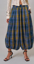 Plaid Balloon Pants Bubble Hem Elastic Waist in Teal Green - Women's Casual Pants | Urban Daizy