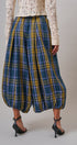 Plaid Balloon Pants Bubble Hem Elastic Waist in Teal Green - Women's Casual Pants | Urban Daizy