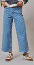 Polka Dot Wide Leg Barrel Jeans Light Wash Denim in Denim - Women's Casual Pants | Urban Daizy