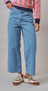 Polka Dot Wide Leg Barrel Jeans Light Wash Denim in Denim - Women's Casual Pants | Urban Daizy