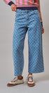 Polka Dot Wide Leg Barrel Jeans Light Wash Denim in Denim - Women's Casual Pants | Urban Daizy