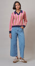 Polka Dot Wide Leg Barrel Jeans Light Wash Denim in Denim - Women's Casual Pants | Urban Daizy