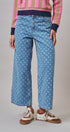 Polka Dot Wide Leg Barrel Jeans Light Wash Denim in Denim - Women's Casual Pants | Urban Daizy