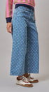 Polka Dot Wide Leg Barrel Jeans Light Wash Denim in Denim - Women's Casual Pants | Urban Daizy