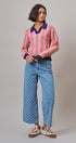 Polka Dot Wide Leg Barrel Jeans Light Wash Denim in Denim - Women's Casual Pants | Urban Daizy
