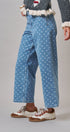 Polka Dot Wide Leg Barrel Jeans Light Wash Denim in Denim - Women's Casual Pants | Urban Daizy