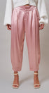 Satin Barrel Leg Trouser with Pleats in Mauve - Women's Dress Pants | Urban Daizy