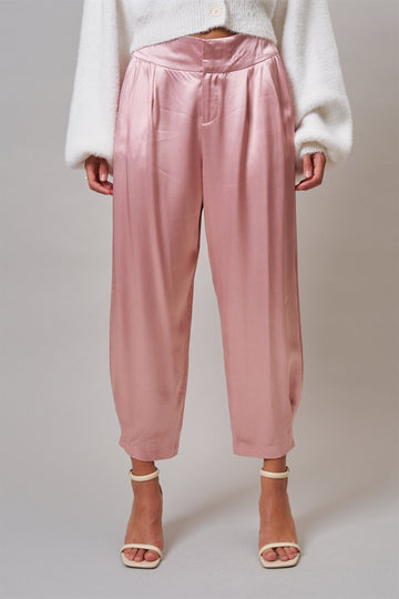 Satin Pleated High Waist Balloon Trouser Pants