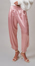 Satin Barrel Leg Trouser with Pleats in Mauve - Women's Dress Pants | Urban Daizy