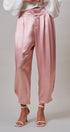 Satin Barrel Leg Trouser with Pleats in Mauve - Women's Dress Pants | Urban Daizy