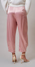 Satin Barrel Leg Trouser with Pleats in Mauve - Women's Dress Pants | Urban Daizy
