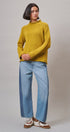 Two Tone Barrel Wide Leg Jeans in Cotton Denim in Denim Blue - Women's Barrel Jeans | Urban Daizy