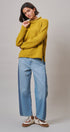 Two Tone Barrel Wide Leg Jeans in Cotton Denim in Denim Blue - Women's Barrel Jeans | Urban Daizy