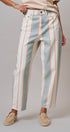 Sunset Stripe Straight Leg Pants in Ivory Sage - Women's Casual Pants | Urban Daizy
