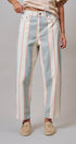 Sunset Stripe Straight Leg Pants in Ivory Sage - Women's Casual Pants | Urban Daizy