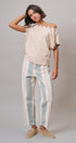 Sunset Stripe Straight Leg Pants in Ivory Sage - Women's Casual Pants | Urban Daizy