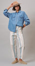Sunset Stripe Straight Leg Pants in Ivory Sage - Women's Casual Pants | Urban Daizy