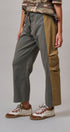 Two-Tone Colorblock Belted Wide Leg Pants in Olive - Women's Casual Pants | Urban Daizy