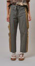 Two-Tone Colorblock Belted Wide Leg Pants in Olive - Women's Casual Pants | Urban Daizy