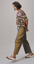 Two-Tone Colorblock Belted Wide Leg Pants in Olive - Women's Casual Pants | Urban Daizy