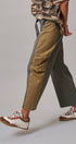 Two-Tone Colorblock Belted Wide Leg Pants in Olive - Women's Casual Pants | Urban Daizy
