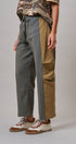 Two-Tone Colorblock Belted Wide Leg Pants in Olive - Women's Casual Pants | Urban Daizy