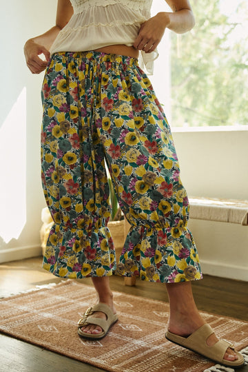 Painted Bloom Ruffle Balloon Pants