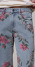 Rose Trellis Floral Wide Leg Jeans in Blue - Women's Casual Pants | Urban Daizy