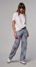 Rose Trellis Floral Wide Leg Jeans in Blue - Women's Casual Pants | Urban Daizy