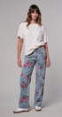 Rose Trellis Floral Wide Leg Jeans in Blue - Women's Casual Pants | Urban Daizy