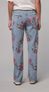 Rose Trellis Floral Wide Leg Jeans in Blue - Women's Casual Pants | Urban Daizy
