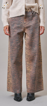 Safari Zebra Wide Leg Pants in Brown - Women's Casual Pants | Urban Daizy