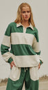 Color Block Rugby Polo Pullover Top in Green - Women's Shorts | Urban Daizy