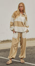 Color Block Rugby Polo Pullover Top in Ivory Taupe - Women's Shorts | Urban Daizy