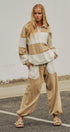 Color Block Rugby Polo Pullover Top in Ivory Taupe - Women's Shorts | Urban Daizy