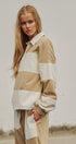 Color Block Rugby Polo Pullover Top in Ivory Taupe - Women's Shorts | Urban Daizy