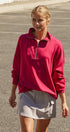 Scuba Knit Half Zip Mock Neck Pullover Sweatshirt in Burgundy - Women's Shorts | Urban Daizy