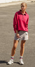 Scuba Knit Half Zip Mock Neck Pullover Sweatshirt in Burgundy - Women's Shorts | Urban Daizy