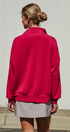 Scuba Knit Half Zip Mock Neck Pullover Sweatshirt in Burgundy - Women's Shorts | Urban Daizy