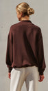 Scuba Cowl Mock Neck Drawstring Sweatshirt in Chocolate Brown - Women's Shorts | Urban Daizy