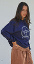 Equestrian Rope Embroidered Crewneck Sweatshirt in Navy - Women's Shorts | Urban Daizy