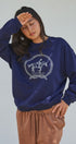 Equestrian Rope Embroidered Crewneck Sweatshirt in Navy - Women's Shorts | Urban Daizy