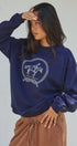 Equestrian Rope Embroidered Crewneck Sweatshirt in Navy - Women's Shorts | Urban Daizy