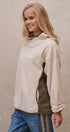 Color Block Fleece Mock Neck Pullover Sweatshirt in Ivory - Women's Sweatshirts & Hoodies | Urban Daizy