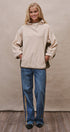 Color Block Fleece Mock Neck Pullover Sweatshirt in Ivory - Women's Sweatshirts & Hoodies | Urban Daizy