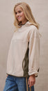 Color Block Fleece Mock Neck Pullover Sweatshirt in Ivory - Women's Sweatshirts & Hoodies | Urban Daizy