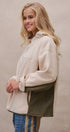 Color Block Fleece Mock Neck Pullover Sweatshirt in Ivory - Women's Sweatshirts & Hoodies | Urban Daizy