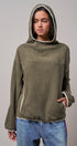 Color Block Fleece Mock Neck Pullover Sweatshirt in Olive - Women's Sweatshirts & Hoodies | Urban Daizy