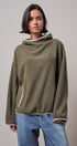 Color Block Fleece Mock Neck Pullover Sweatshirt in Olive - Women's Sweatshirts & Hoodies | Urban Daizy