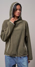 Color Block Fleece Mock Neck Pullover Sweatshirt in Olive - Women's Sweatshirts & Hoodies | Urban Daizy